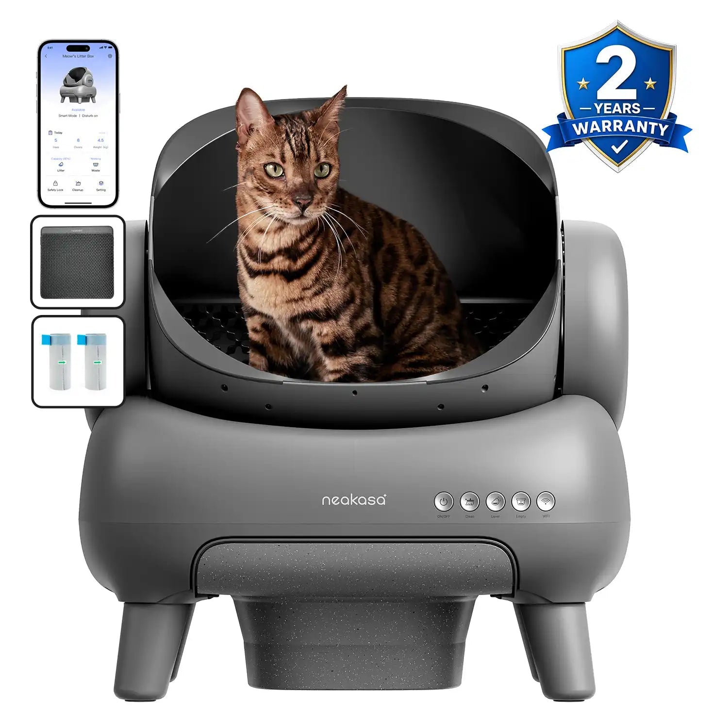 Open-Top Self-Cleaning Cat Litter Box, App-Connected Waste System with Safety Sensors for Cats up to 33 lb source image 14