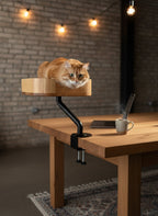 Rotating Desk-Mounted Cat Bed with Tool-Free Clamp, Handwoven or Birchwood Nest for Cats up to 45 lb source image 15