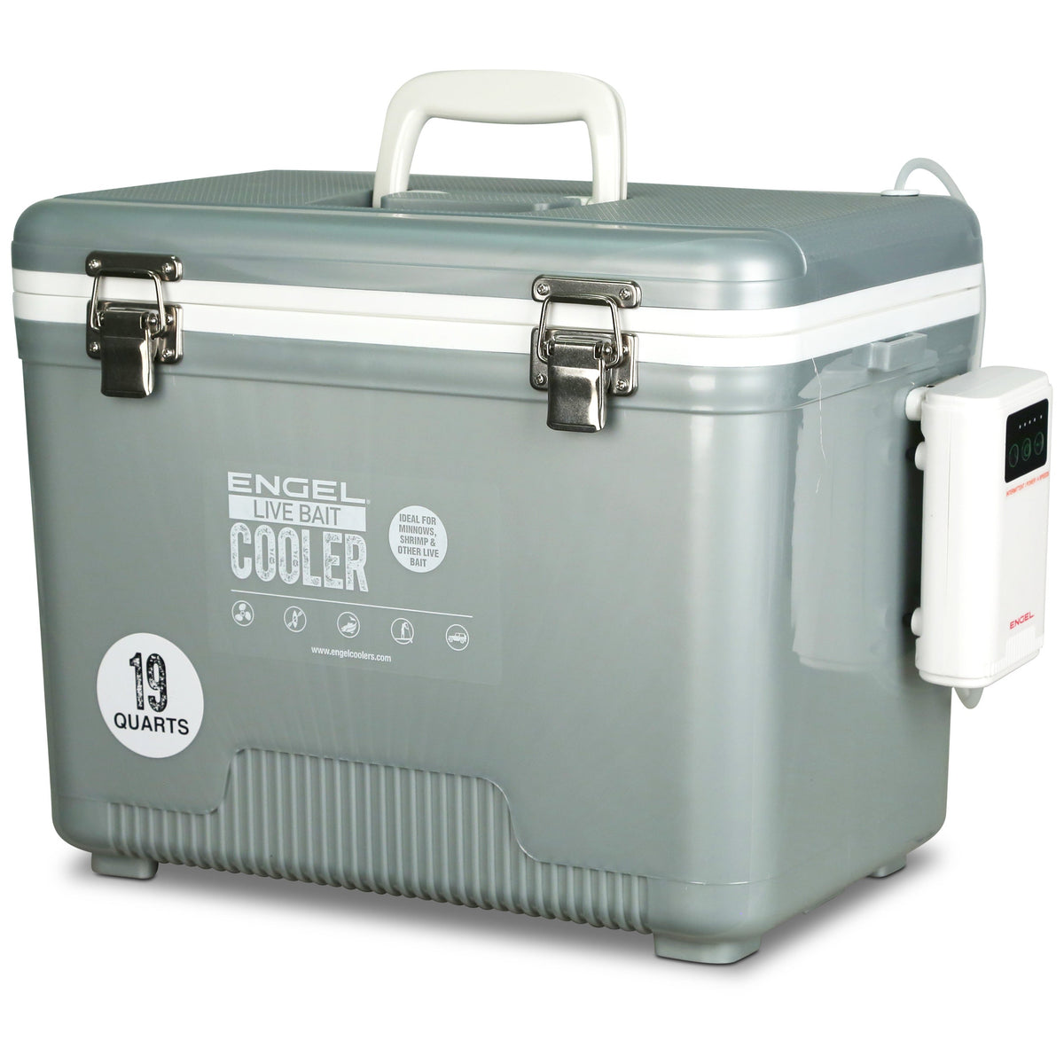 19 Quart Live Bait Cooler, USB-C Rechargeable Aerator and Stainless Hardware for Fishing Trips source image 15