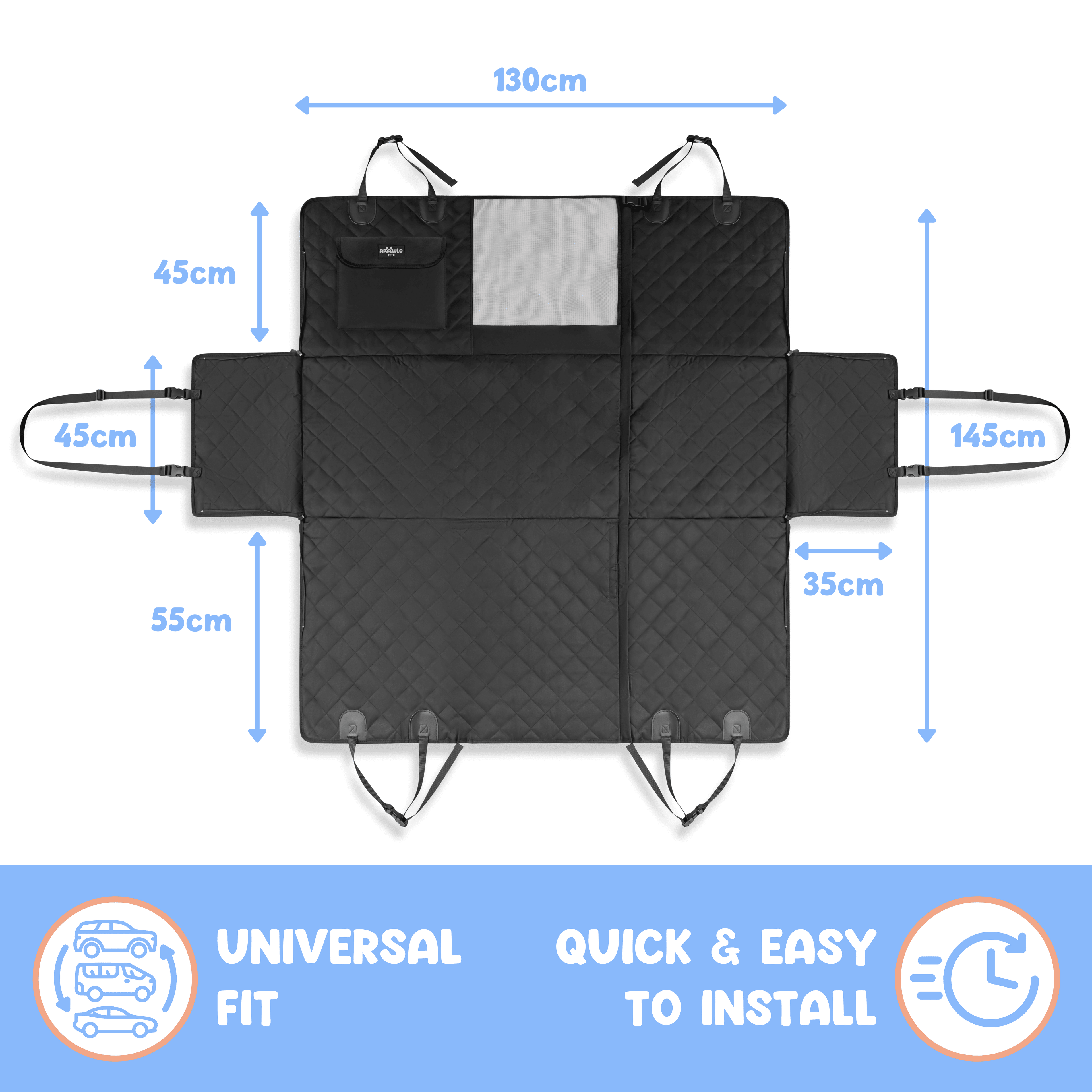 Waterproof Dog Car Seat Cover for Sedans, SUVs and Utes, Four-Way Layout for Left or Right Drive source image 16