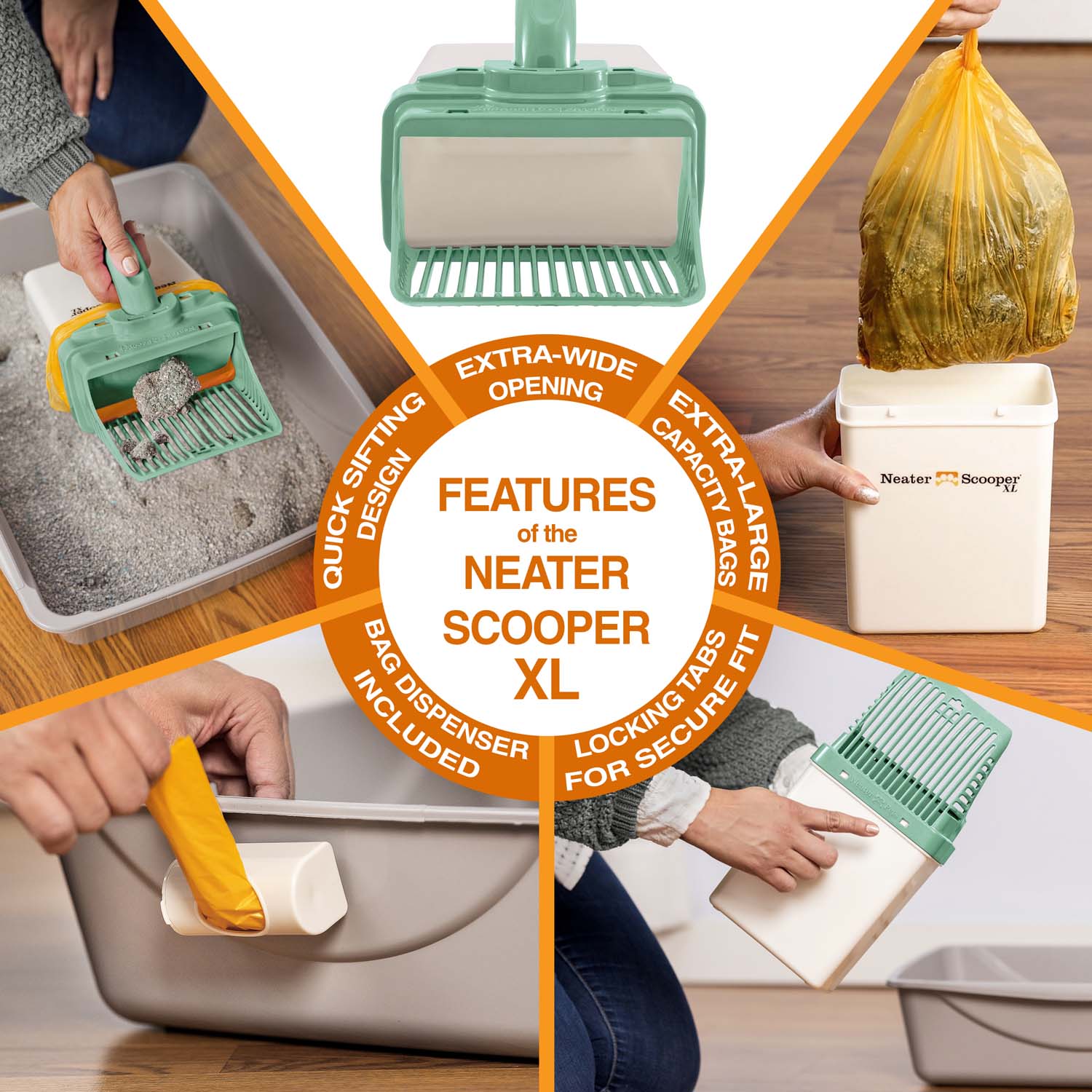 Scoop-to-Bag Cat Litter Scoop for One-Handed Cleanup, Quick-Sift Head and Large-Capacity Bag Bin source image 16