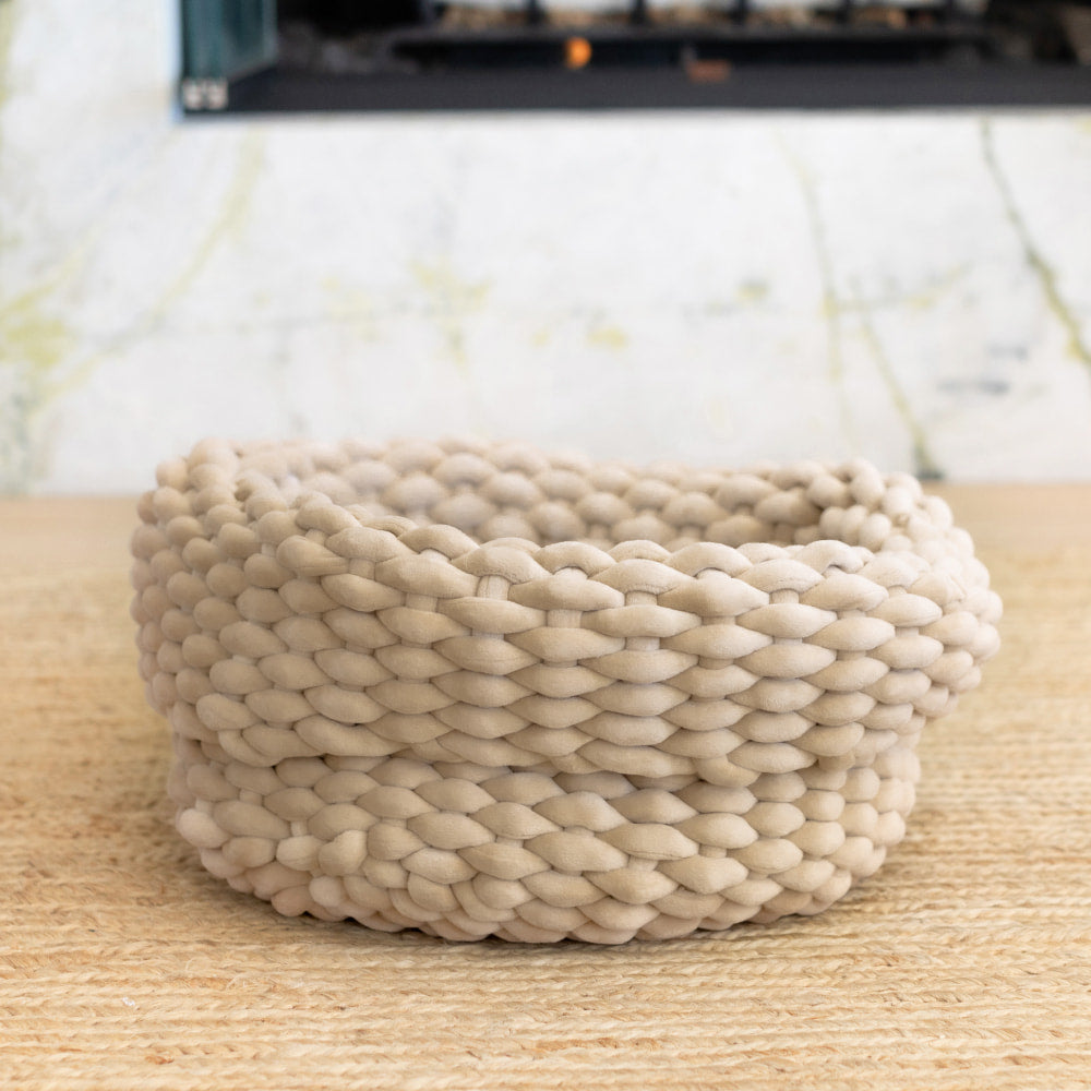 Handwoven Cat Nest Bed, Adjustable Velvety Knotted Design in Five Neutral and Earth-Tone Colors source image 16