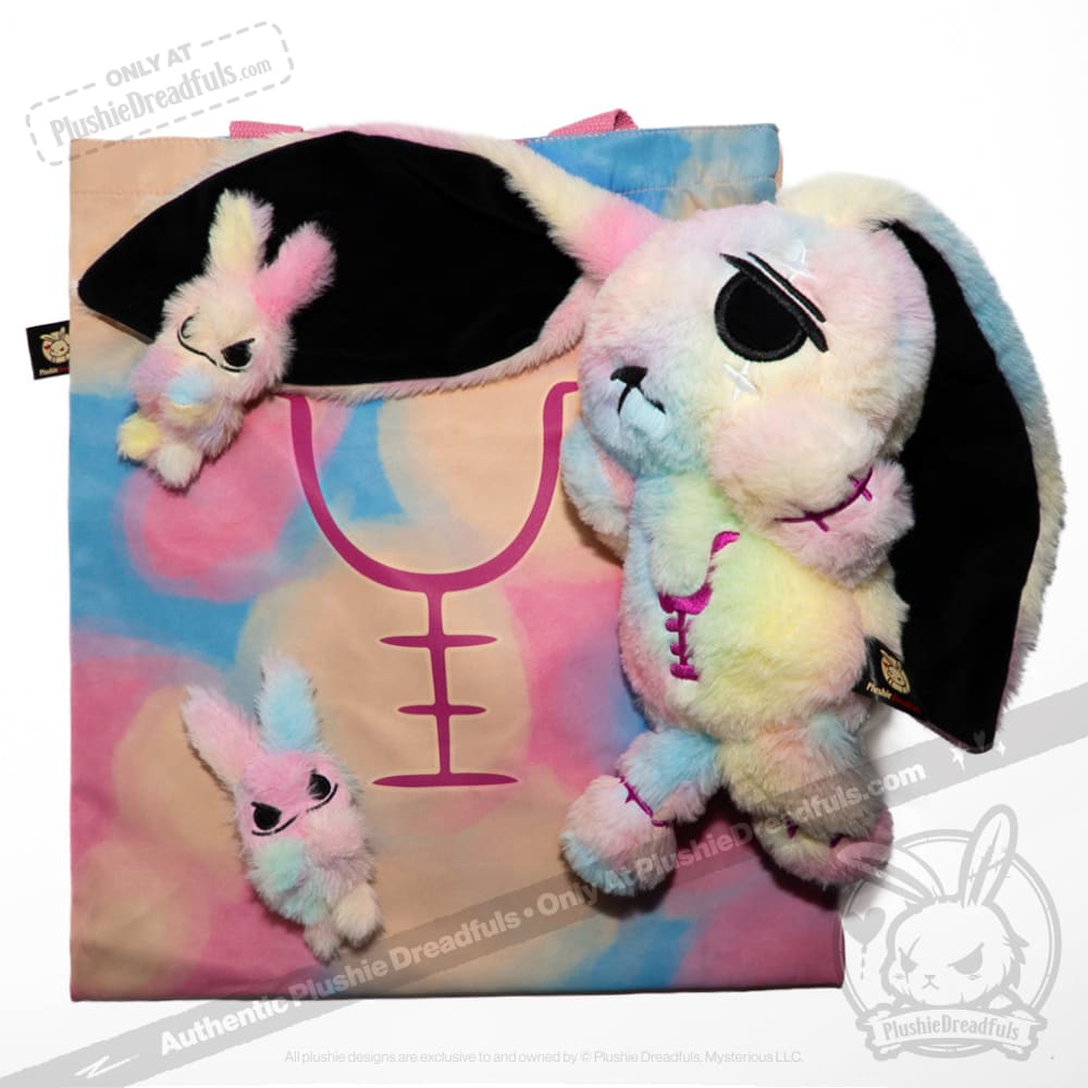 Tie-Dye Anxiety Rabbit Plush Set, 50 cm Character with Two Worry Bunnies Stored Inside the Zippered Body source image 17