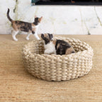 Handwoven Cat Nest Bed, Adjustable Velvety Knotted Design in Five Neutral and Earth-Tone Colors source image 17