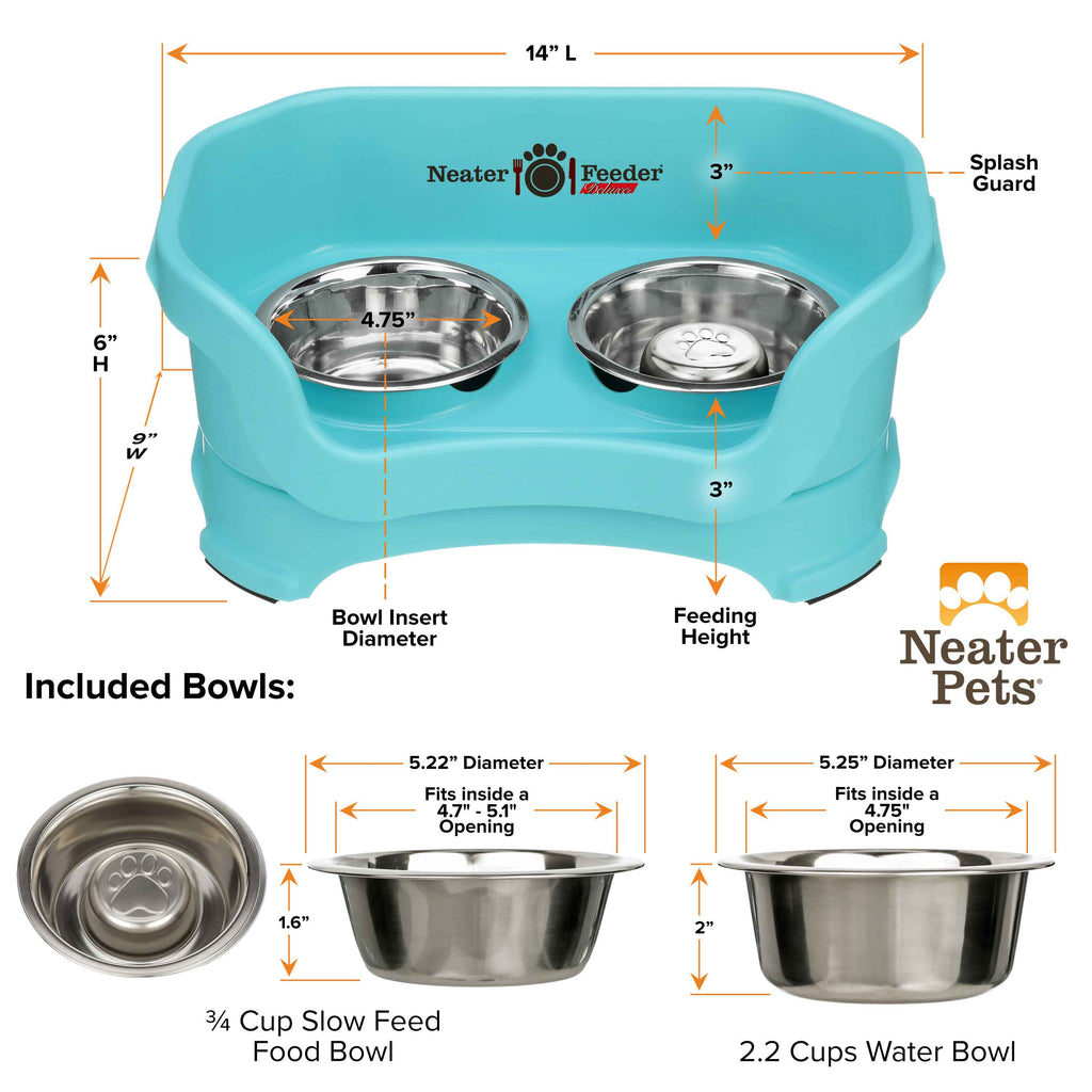 Elevated Slow Feeder Station for Dogs, Stainless Steel Bowl Set and Spill-Catching Basin in Three Sizes source image 17