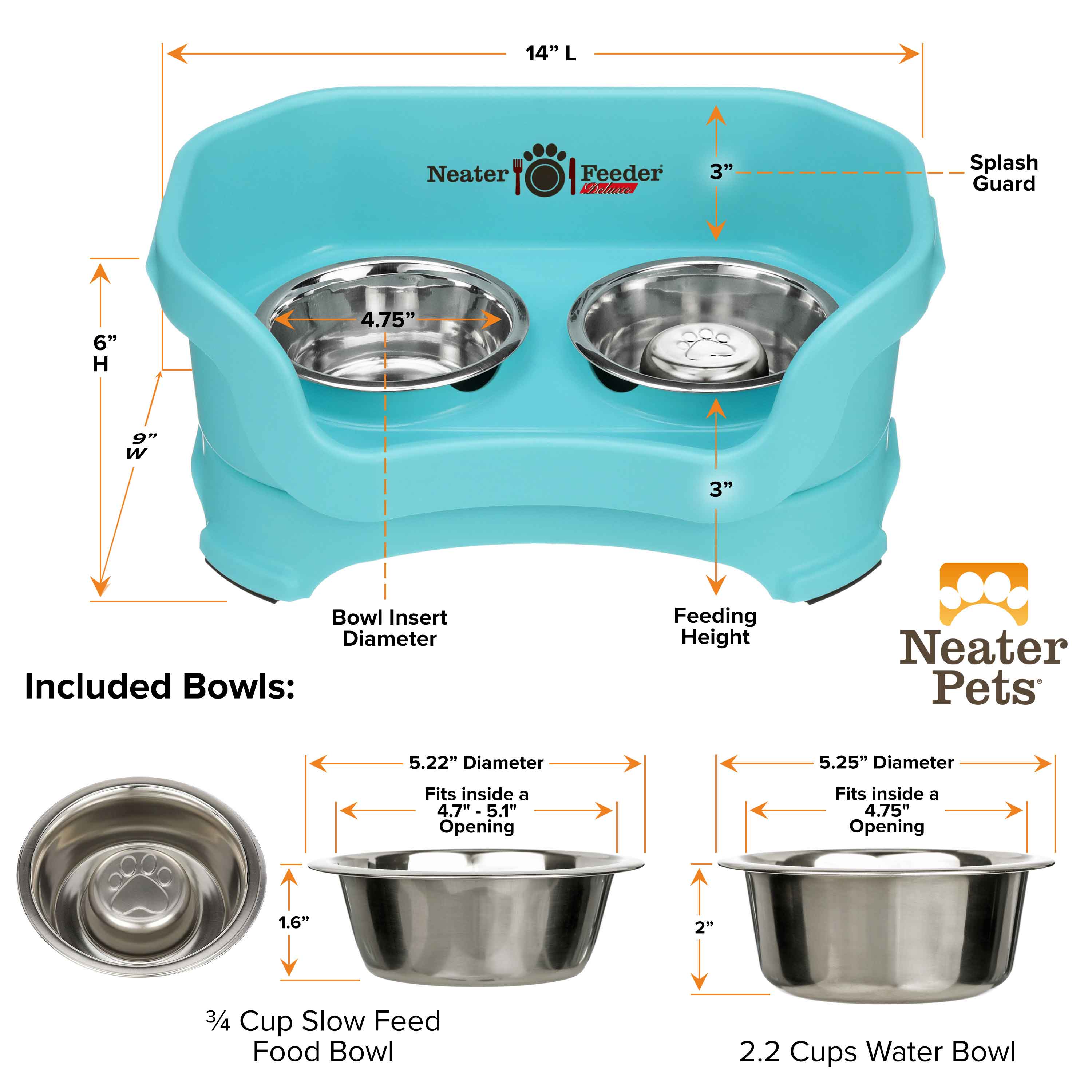 Elevated Slow Feeder Station for Dogs, Stainless Steel Bowl Set and Spill-Catching Basin in Three Sizes source image 17