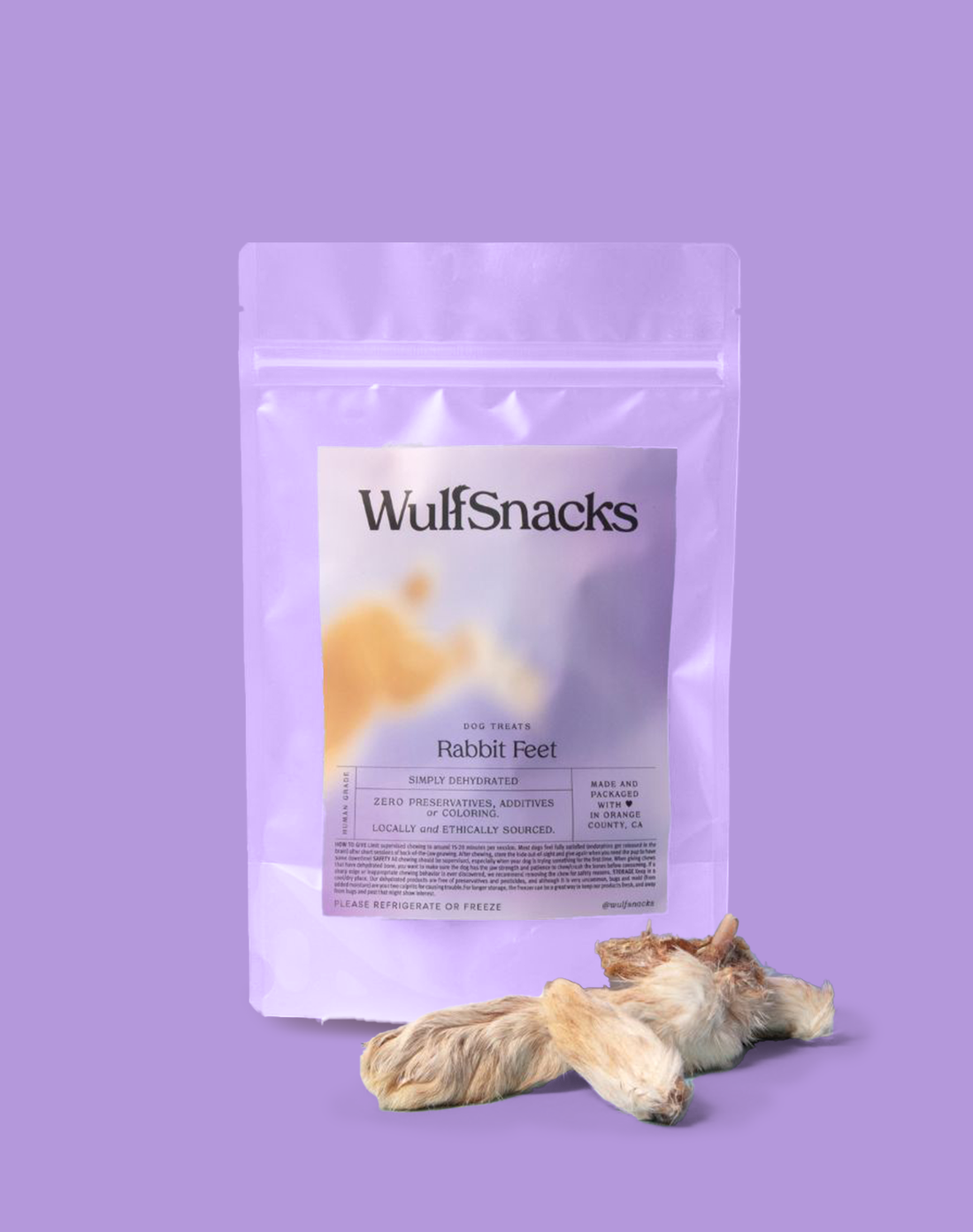 Dehydrated Rabbit Feet Pet Chews Front & Back Feet (Mixed Sizes)