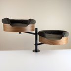 Desk-Mounted Cat Bed for Workspaces, Elevated Single or Double Nest in Walnut and White Oak Finishes source image 18