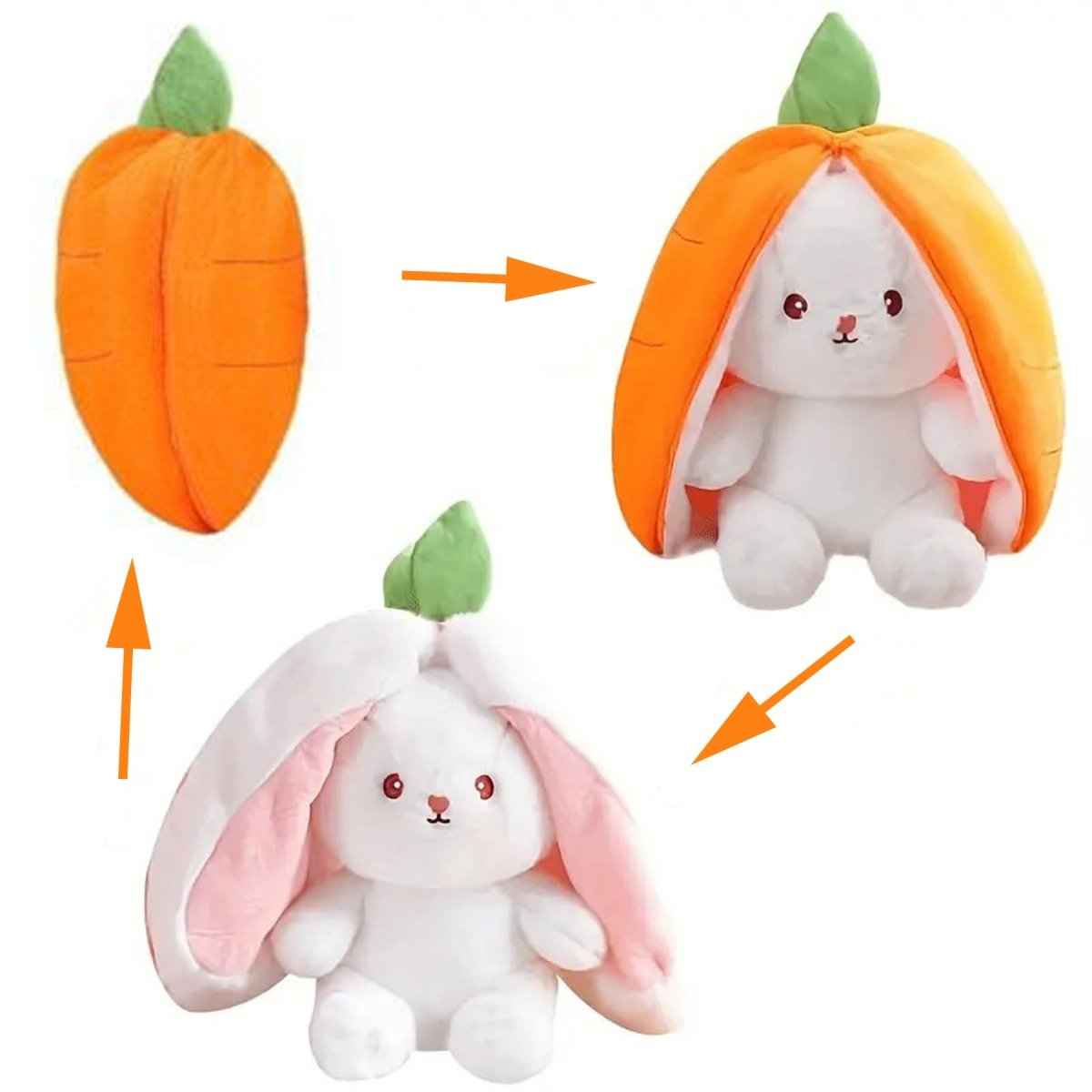 Reversible Bunny Plush Toy Transforming into Strawberry or Carrot Designs in Three Soft Sizes source image 17