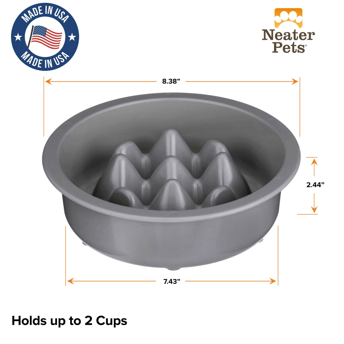 Slow Feeder Dog Bowl, Nine-Peak Non-Skid Two-Cup Design for Flat-Faced and Fast-Eating Dogs source image 19