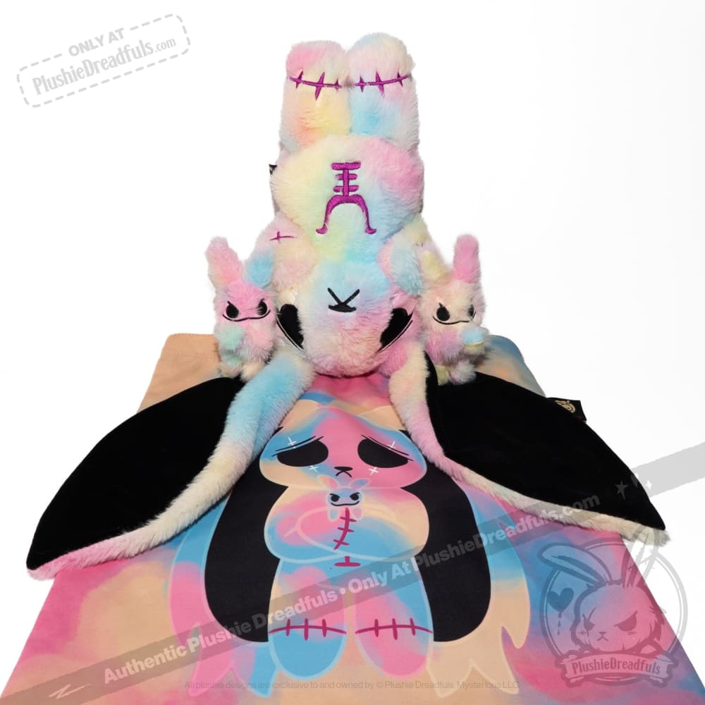 Tie-Dye Anxiety Rabbit Plush Set, 50 cm Character with Two Worry Bunnies Stored Inside the Zippered Body source image 19