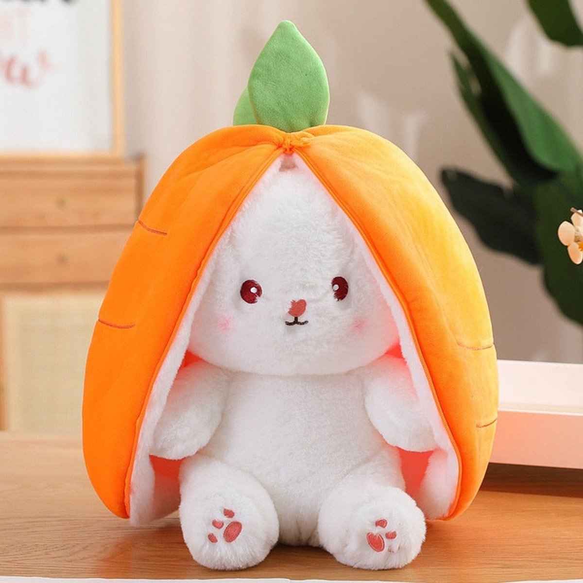 Reversible Bunny Plush Toy Transforming into Strawberry or Carrot Designs in Three Soft Sizes source image 18