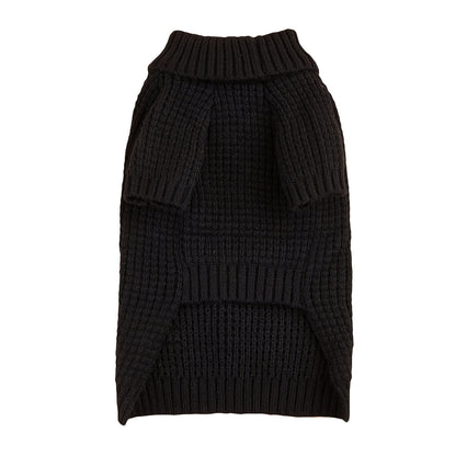 Dog Turtleneck Sweater Black - High Neck Ribbed Cuffs Warm Pet Sweater for Small Medium Large Dogs & Cats, Full-Belly Snap Button Closure, Soft Polyester Dog Knit Sweater XS to XXL