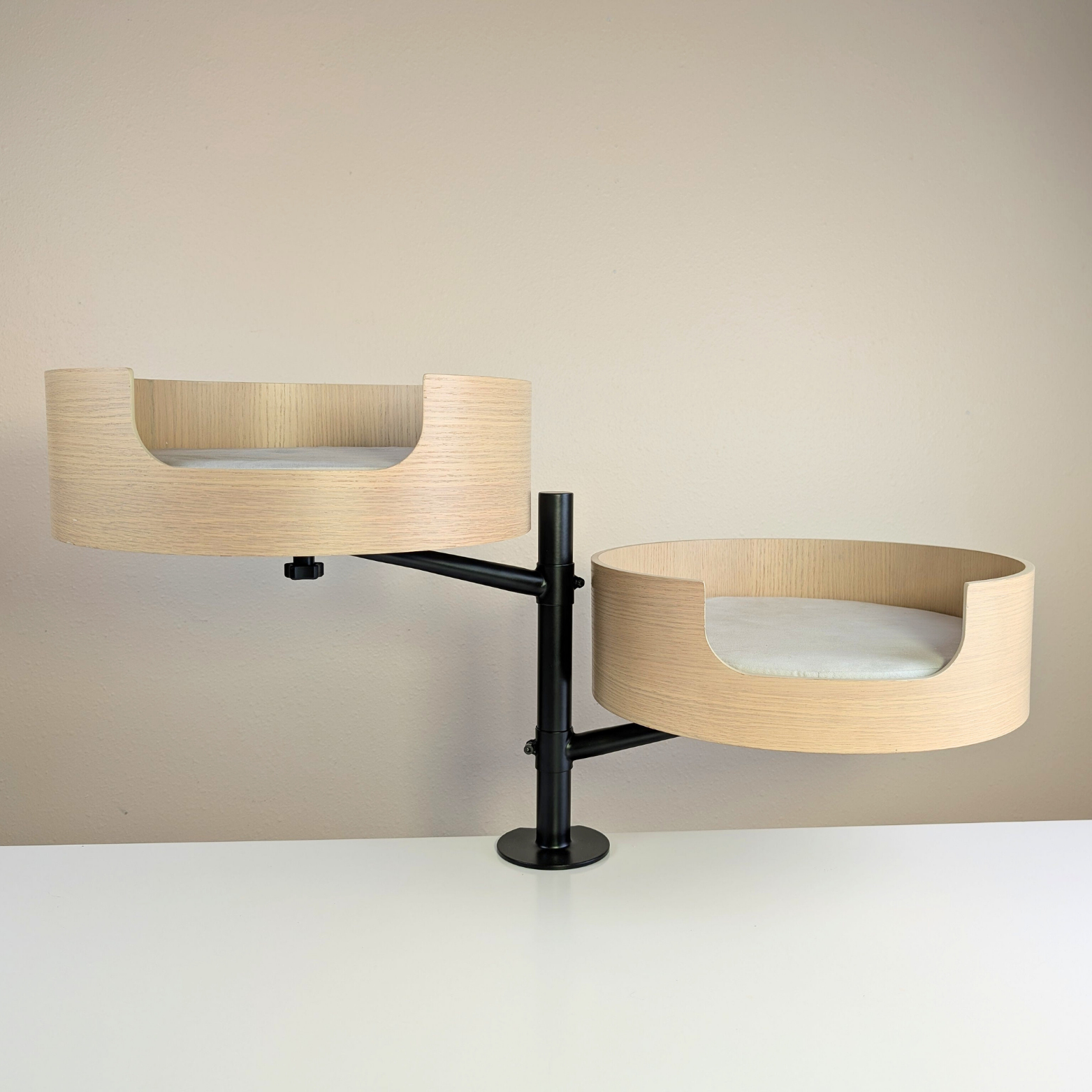 Desk-Mounted Cat Bed for Workspaces, Elevated Single or Double Nest in Walnut and White Oak Finishes source image 20