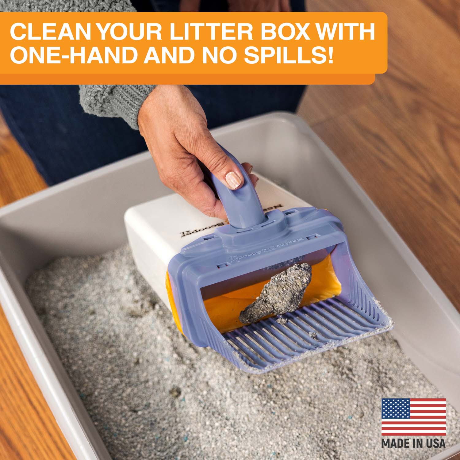 Scoop-to-Bag Cat Litter Scoop for One-Handed Cleanup, Quick-Sift Head and Large-Capacity Bag Bin source image 20