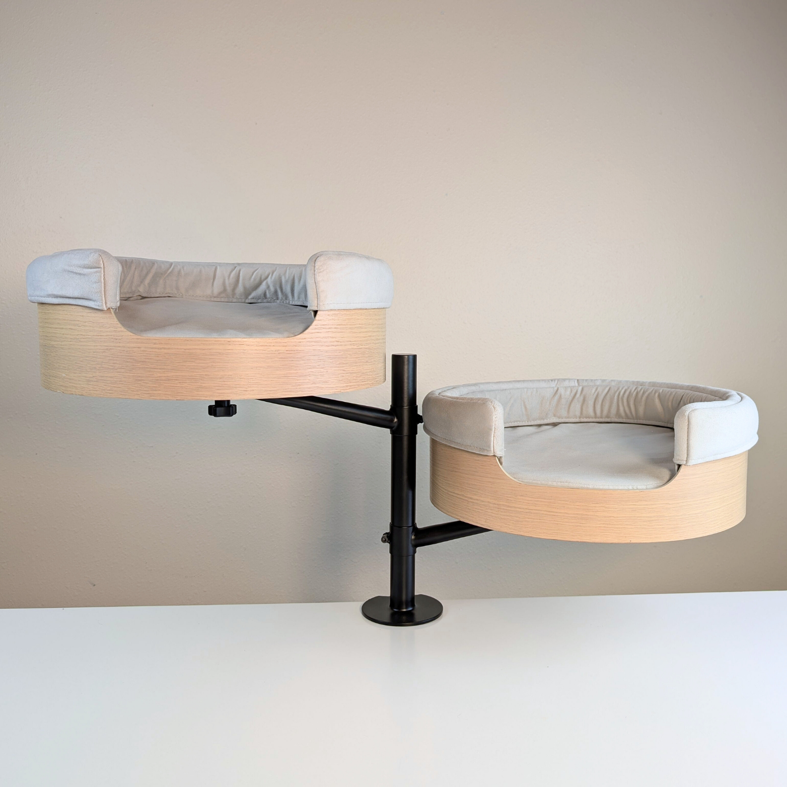 Desk-Mounted Cat Bed for Workspaces, Elevated Single or Double Nest in Walnut and White Oak Finishes source image 21