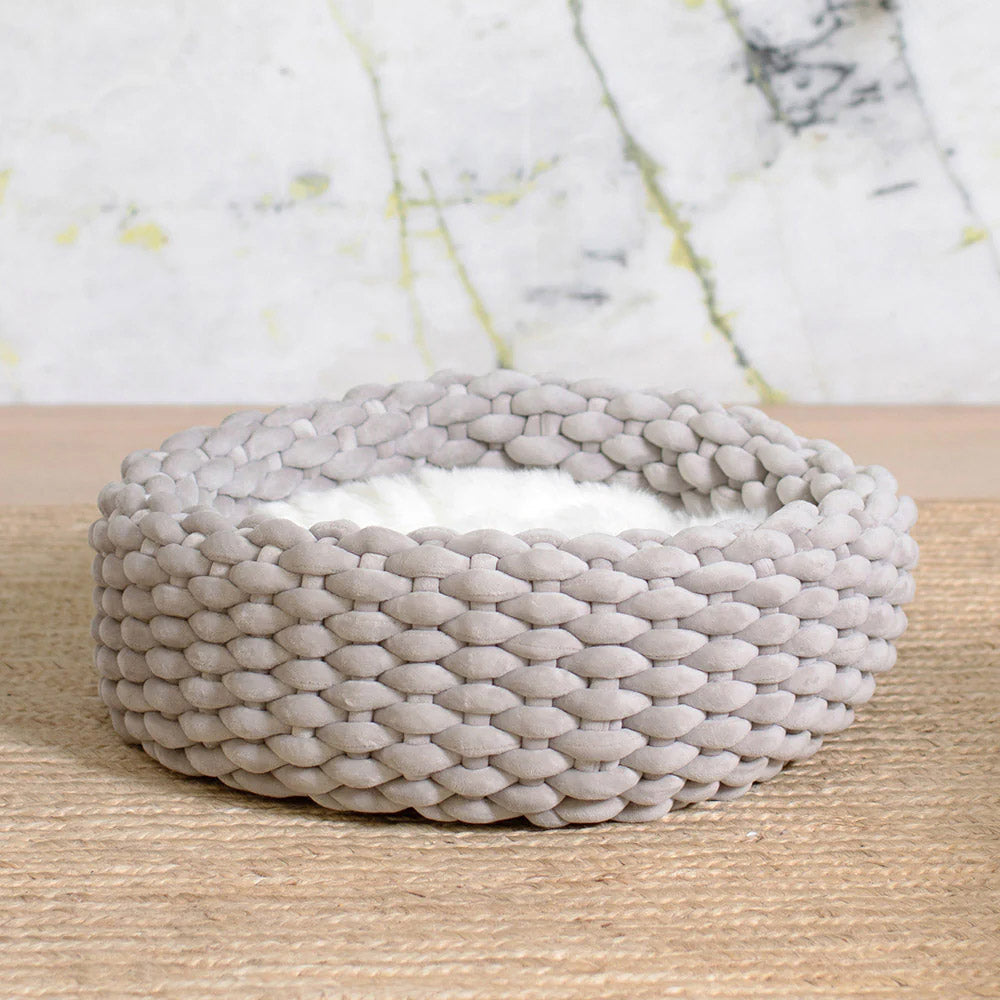 Handwoven Cat Nest Bed, Adjustable Velvety Knotted Design in Five Neutral and Earth-Tone Colors source image 22