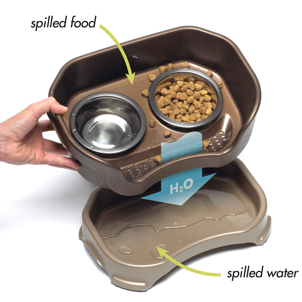 Elevated Slow Feeder Station for Dogs, Stainless Steel Bowl Set and Spill-Catching Basin in Three Sizes source image 23