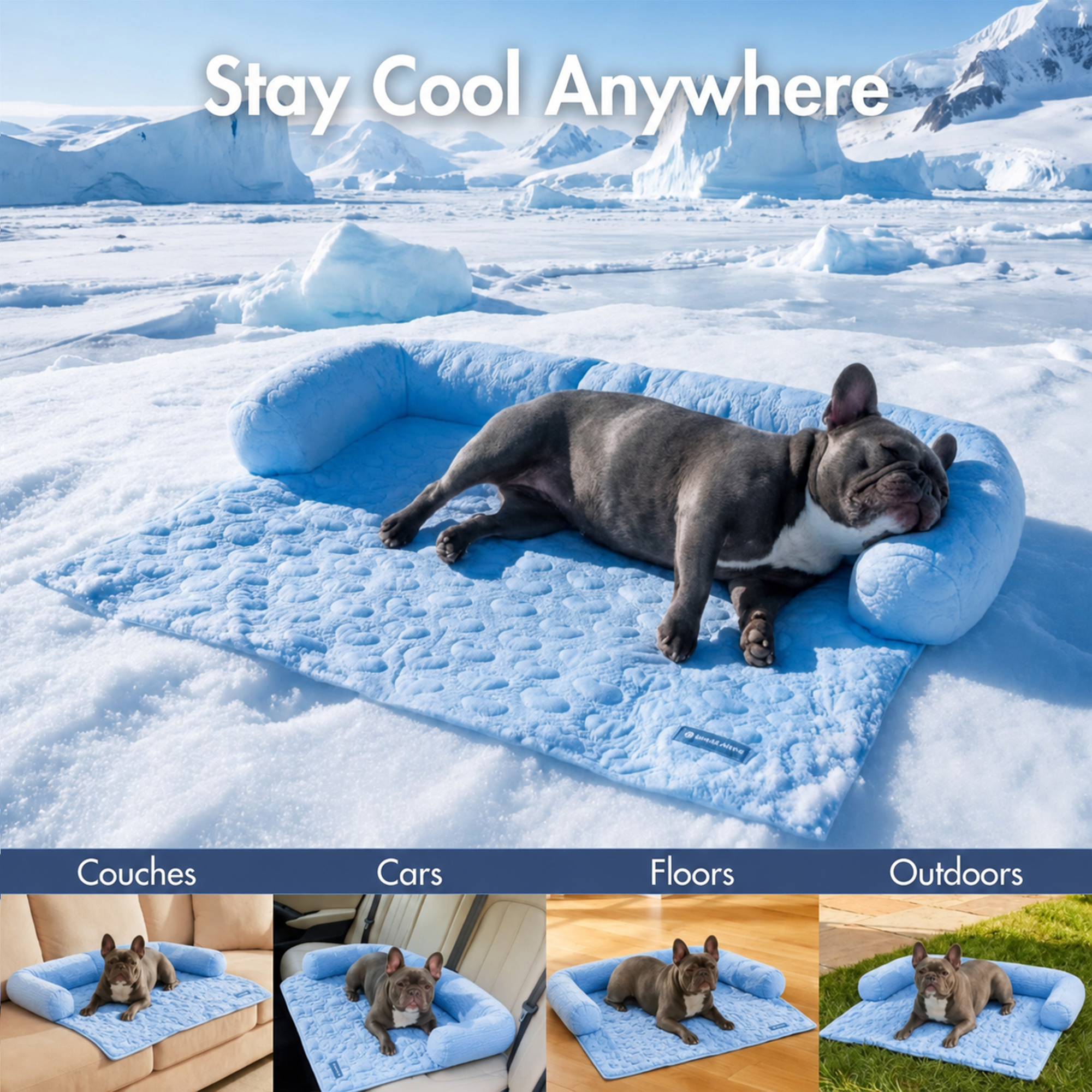 Cooling Dog Bed and Couch Cover Set, Breathable Washable Mat with Non-Slip Base in Multiple Sizes and Patterns source image 24
