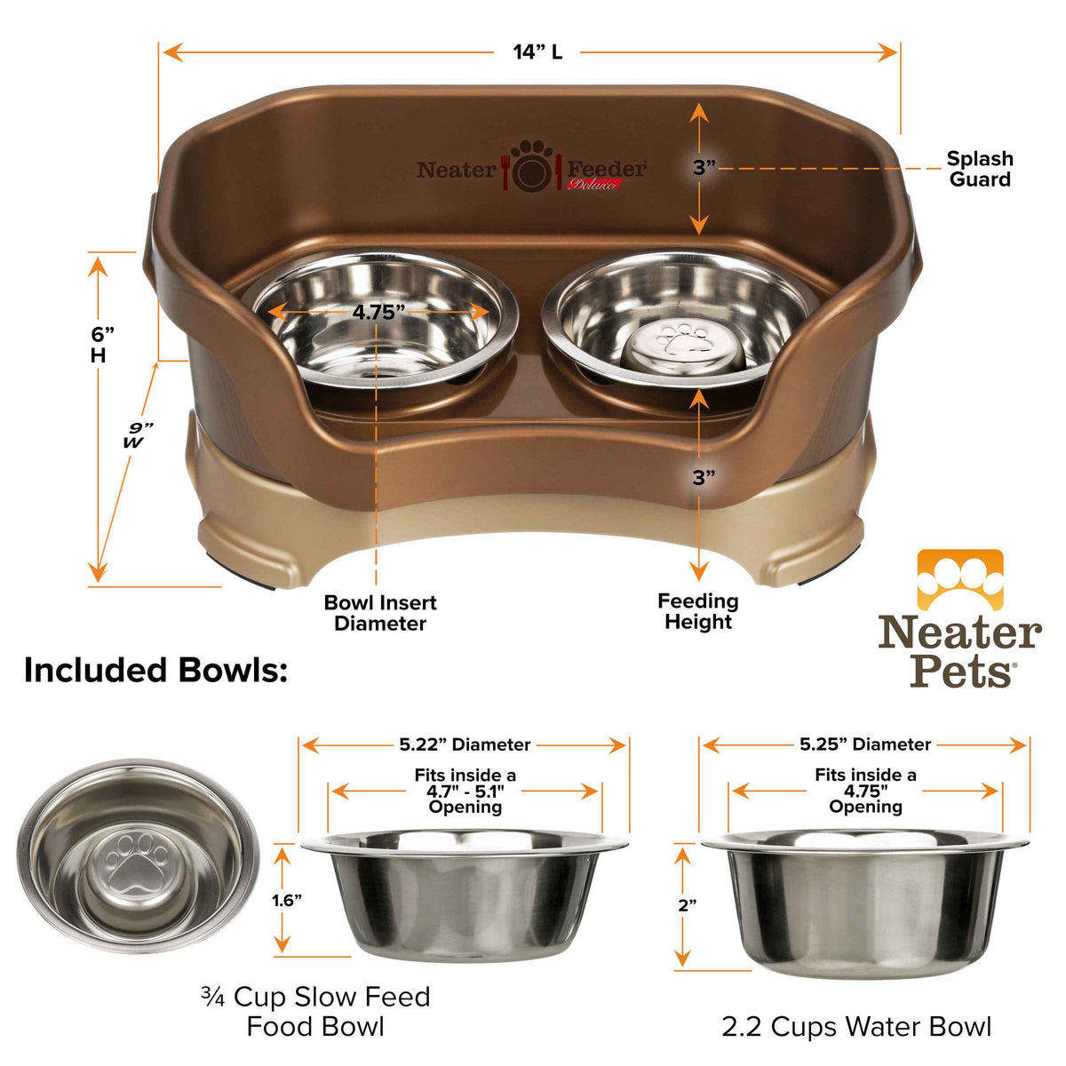 Elevated Slow Feeder Station for Dogs, Stainless Steel Bowl Set and Spill-Catching Basin in Three Sizes source image 25