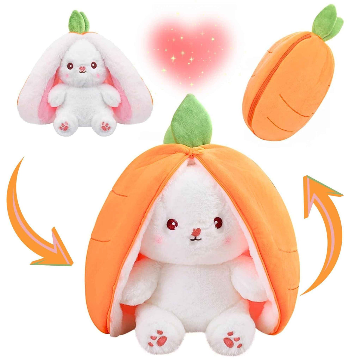 Reversible Bunny Plush Toy Transforming into Strawberry or Carrot Designs in Three Soft Sizes source image 22
