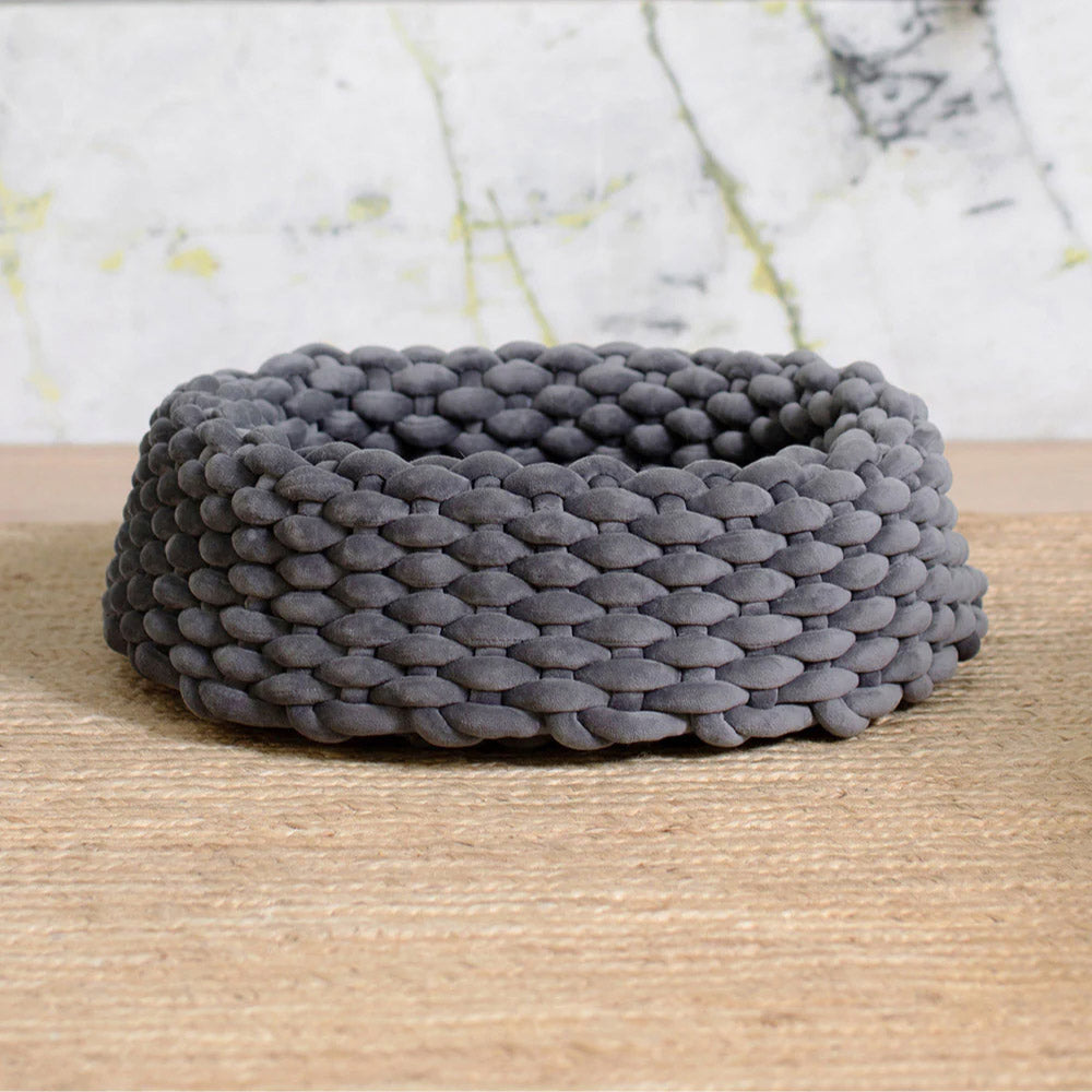 Handwoven Cat Nest Bed, Adjustable Velvety Knotted Design in Five Neutral and Earth-Tone Colors source image 27