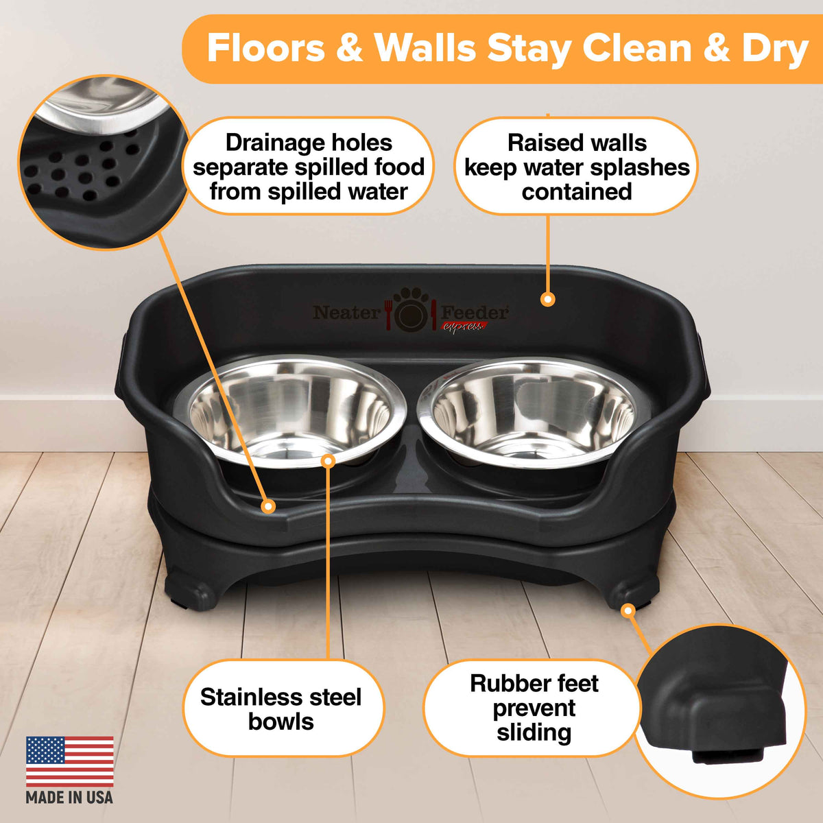Elevated Mess-Proof Pet Feeding Station, Spill-Containment Design and Dishwasher-Safe Stainless Steel Bowls source image 27