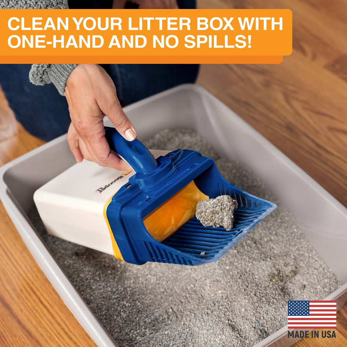 Scoop-to-Bag Cat Litter Scoop for One-Handed Cleanup, Quick-Sift Head and Large-Capacity Bag Bin source image 27