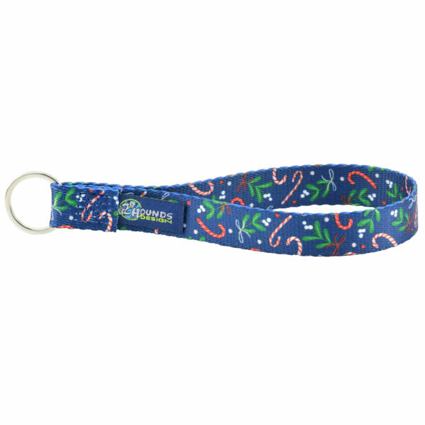 Recycled Webbing Keychain Wristlet Kiss The Dog