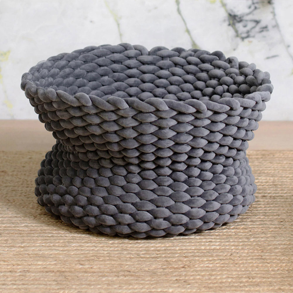 Handwoven Cat Nest Bed, Adjustable Velvety Knotted Design in Five Neutral and Earth-Tone Colors source image 28