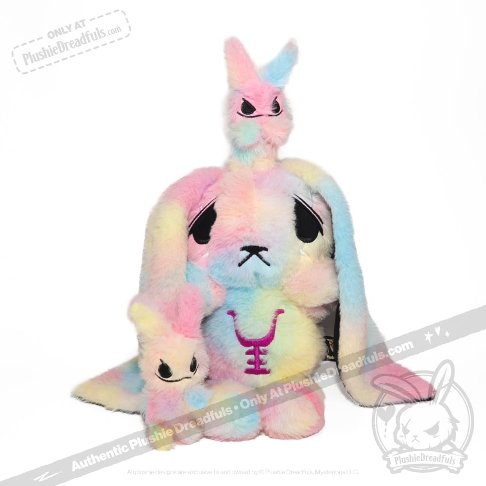 Tie-Dye Anxiety Rabbit Plush Set, 50 cm Character with Two Worry Bunnies Stored Inside the Zippered Body source image 29