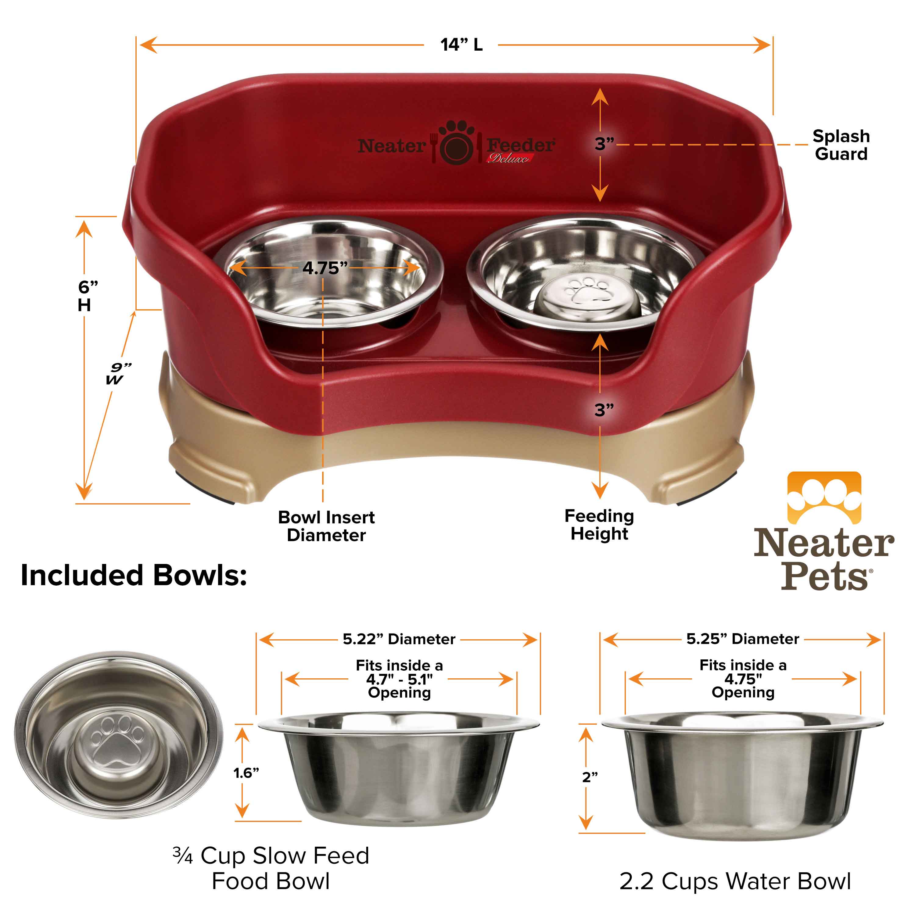 Elevated Slow Feeder Station for Dogs, Stainless Steel Bowl Set and Spill-Catching Basin in Three Sizes source image 29