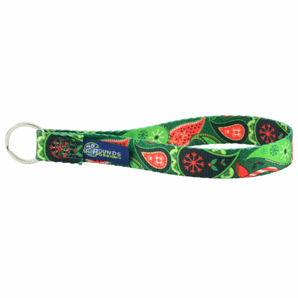 Recycled Webbing Keychain Wristlet Holiday Paisley