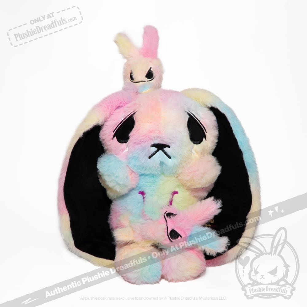 Tie-Dye Anxiety Rabbit Plush Set, 50 cm Character with Two Worry Bunnies Stored Inside the Zippered Body source image 31
