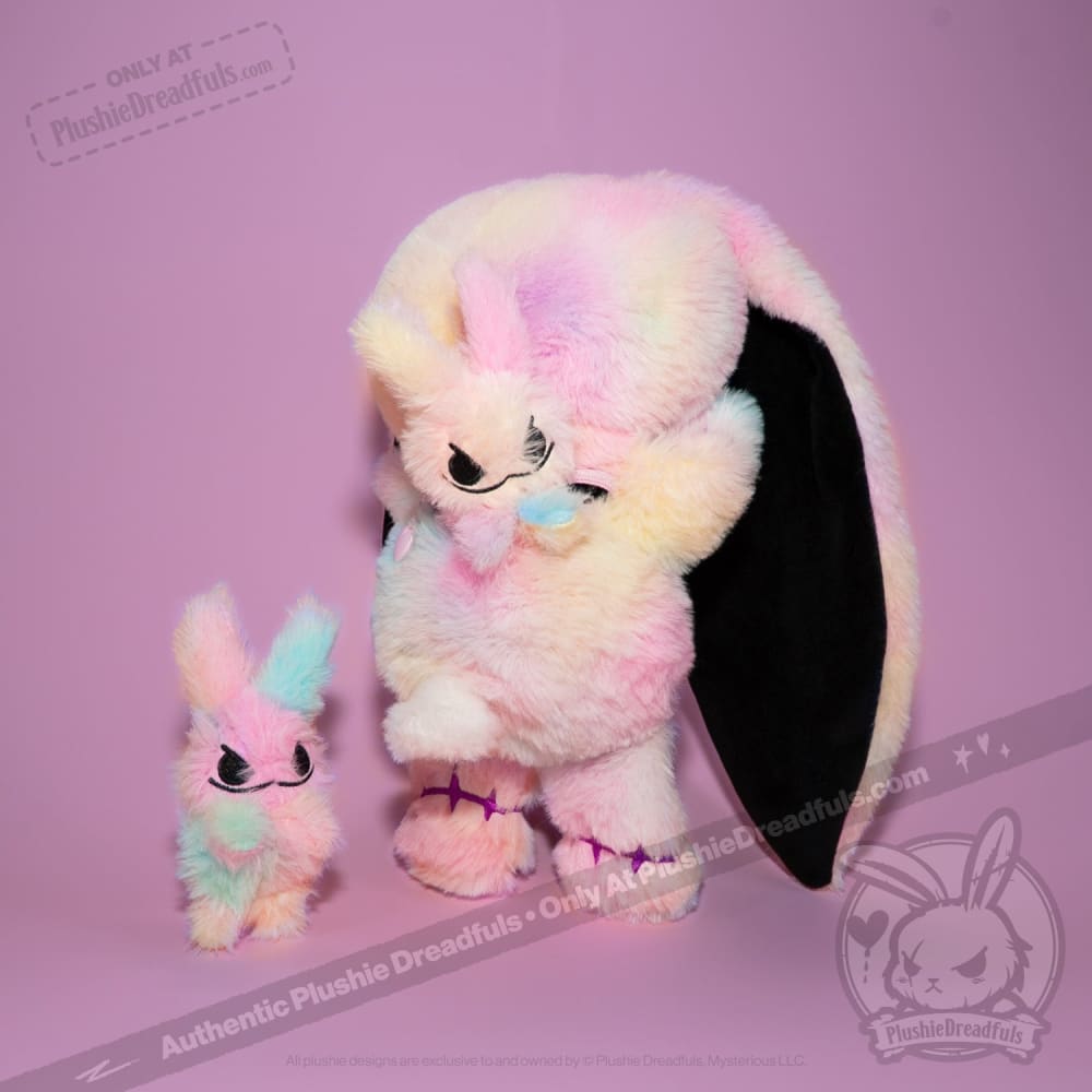 Tie-Dye Anxiety Rabbit Plush Set, 50 cm Character with Two Worry Bunnies Stored Inside the Zippered Body source image 33