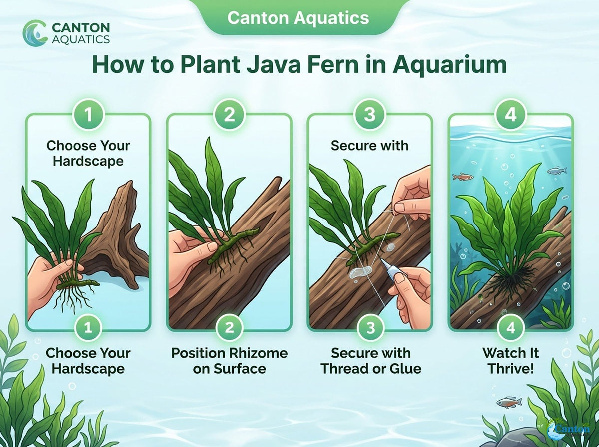 Live Java Fern Aquarium Plant for Low-Light Freshwater Tanks, Bare Root and Mounted Formats source image 33
