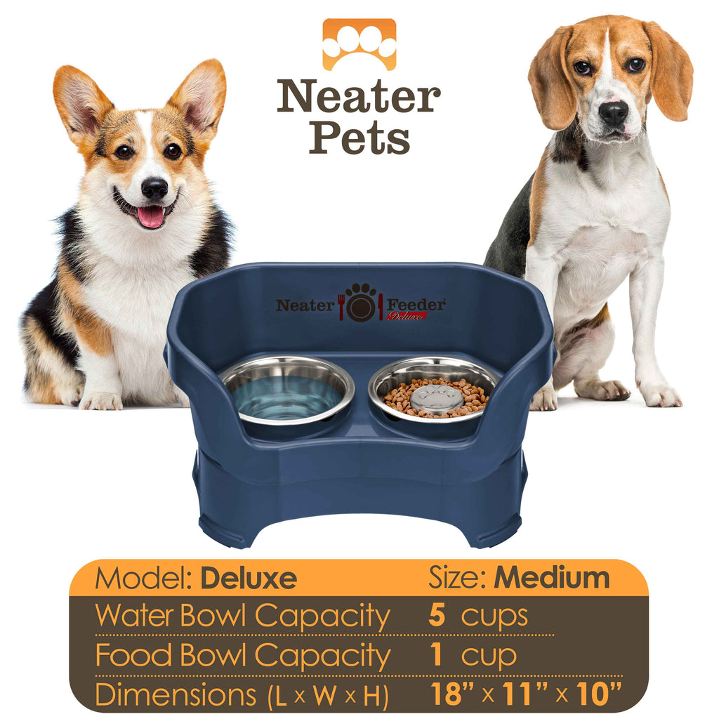 Elevated Slow Feeder Station for Dogs, Stainless Steel Bowl Set and Spill-Catching Basin in Three Sizes source image 34