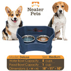 Elevated Slow Feeder Station for Dogs, Stainless Steel Bowl Set and Spill-Catching Basin in Three Sizes source image 34
