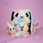 Tie-Dye Anxiety Rabbit Plush Set, 50 cm Character with Two Worry Bunnies Stored Inside the Zippered Body source image 34