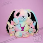 Tie-Dye Anxiety Rabbit Plush Set, 50 cm Character with Two Worry Bunnies Stored Inside the Zippered Body source image 35