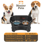 Elevated Slow Feeder Station for Dogs, Stainless Steel Bowl Set and Spill-Catching Basin in Three Sizes source image 37