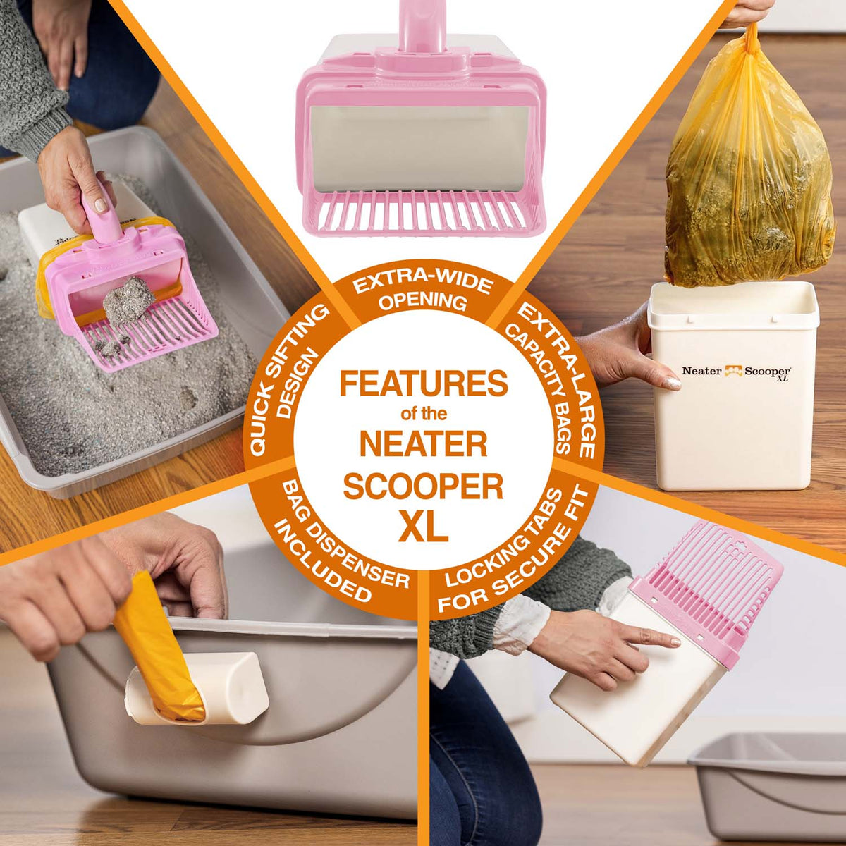 Scoop-to-Bag Cat Litter Scoop for One-Handed Cleanup, Quick-Sift Head and Large-Capacity Bag Bin source image 37
