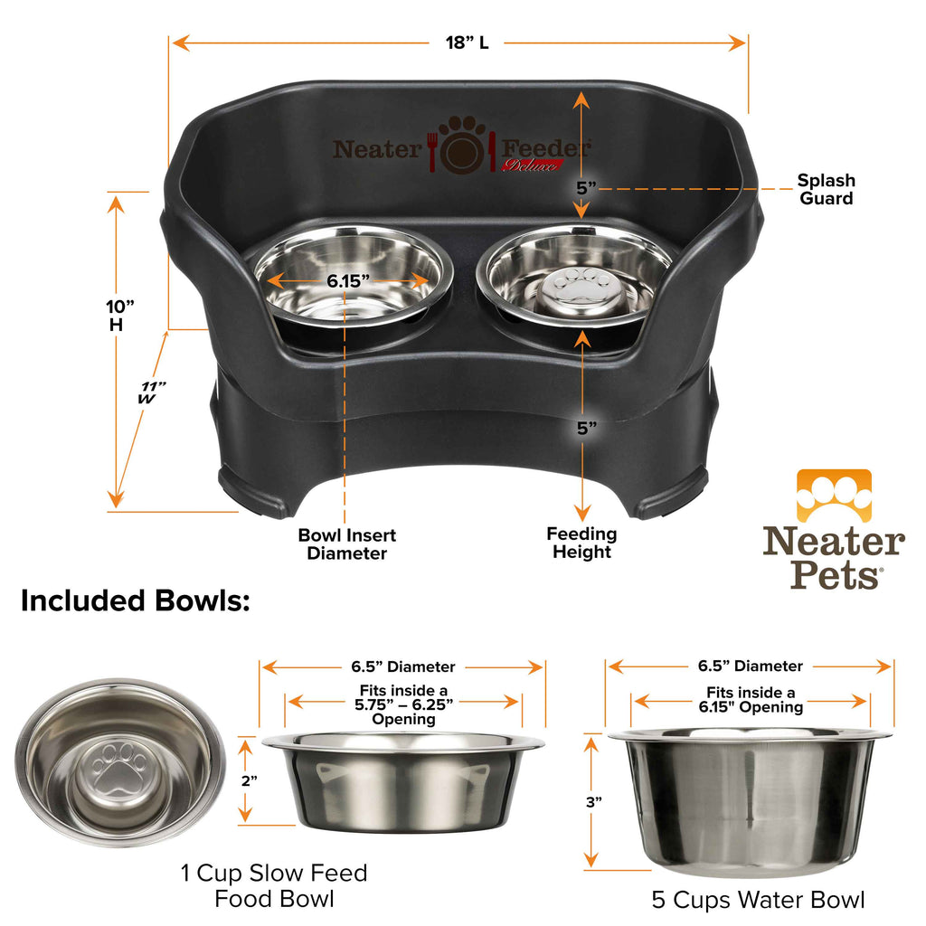 Elevated Slow Feeder Station for Dogs, Stainless Steel Bowl Set and Spill-Catching Basin in Three Sizes source image 38