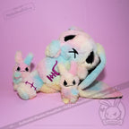 Tie-Dye Anxiety Rabbit Plush Set, 50 cm Character with Two Worry Bunnies Stored Inside the Zippered Body source image 38