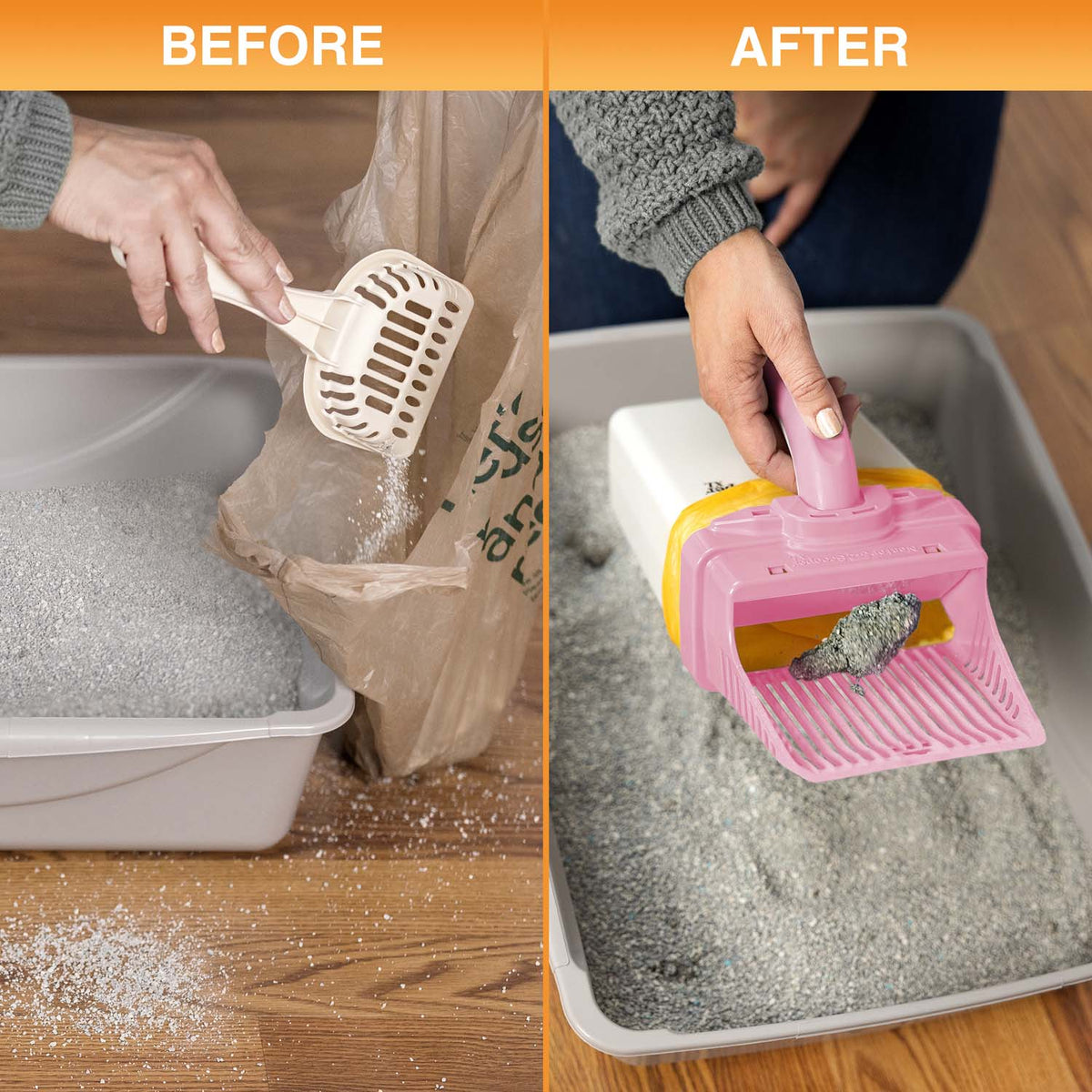Scoop-to-Bag Cat Litter Scoop for One-Handed Cleanup, Quick-Sift Head and Large-Capacity Bag Bin source image 39