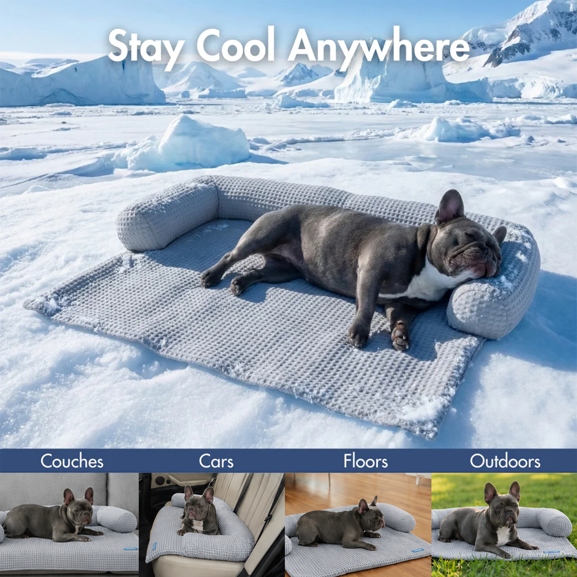 Cooling Dog Bed and Couch Cover Set, Breathable Washable Mat with Non-Slip Base in Multiple Sizes and Patterns source image 40