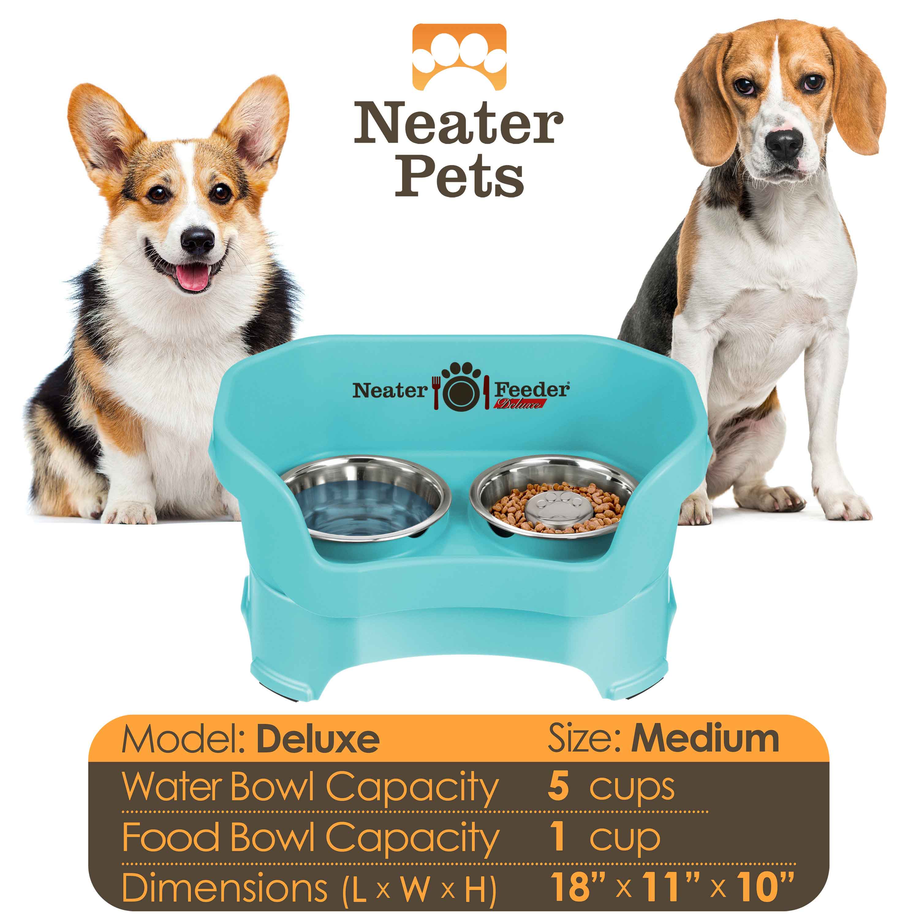 Elevated Slow Feeder Station for Dogs, Stainless Steel Bowl Set and Spill-Catching Basin in Three Sizes source image 40