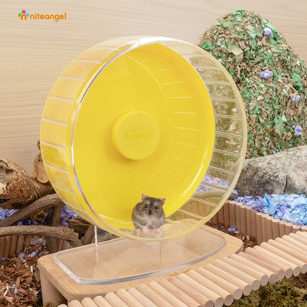 Super-Silent Hamster Exercise Wheel with Adjustable Height and Dual-Bearing Spinner in Four Sizes source image 43