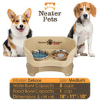 Elevated Slow Feeder Station for Dogs, Stainless Steel Bowl Set and Spill-Catching Basin in Three Sizes source image 43
