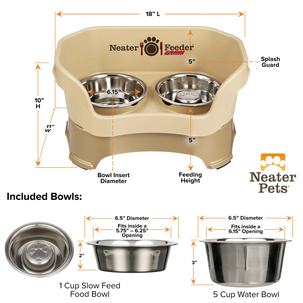 Elevated Slow Feeder Station for Dogs, Stainless Steel Bowl Set and Spill-Catching Basin in Three Sizes source image 44